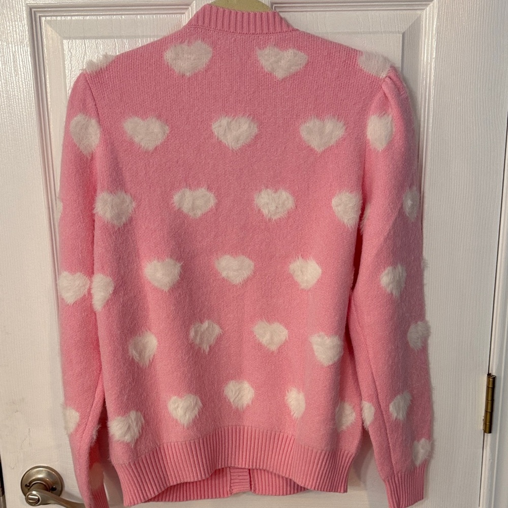 Lilly Pulitzer Pink and White Heart Cardigan - Picture 5 of 5